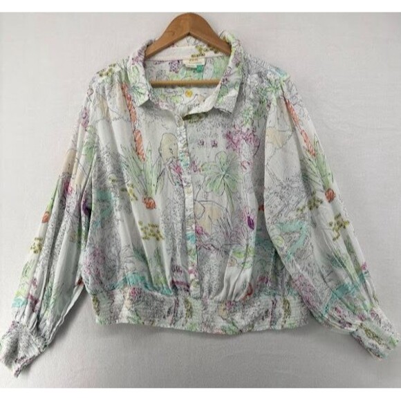 Maeve Tops - Anthropologie Maeve Rosa Blouse Sz 3X Color By Numbers Blouse Animal Print